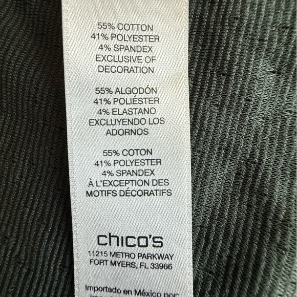 Chico’s Textured Drape Front Jacket Blazer Evergreen Forest Green Sz 8-NWT - Picture 7 of 12